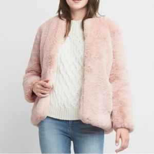 GAP pink faux fur coat XS